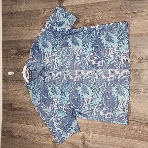 Travis Mathew Reverse Print Short-Sleeve Button-Down Hawaiian Print Shirt Large